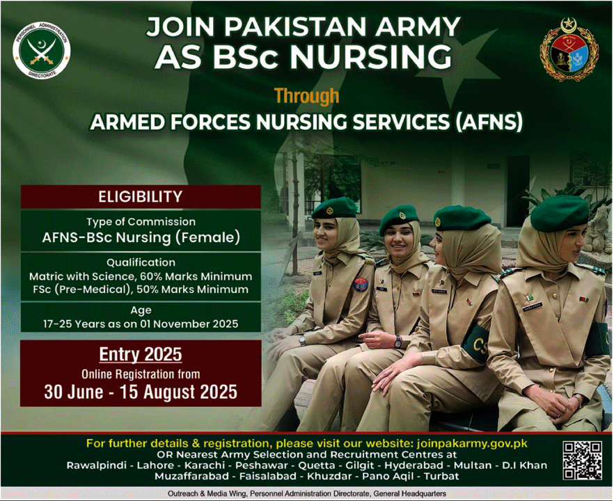 Nursing Jobs in Pakistan Army